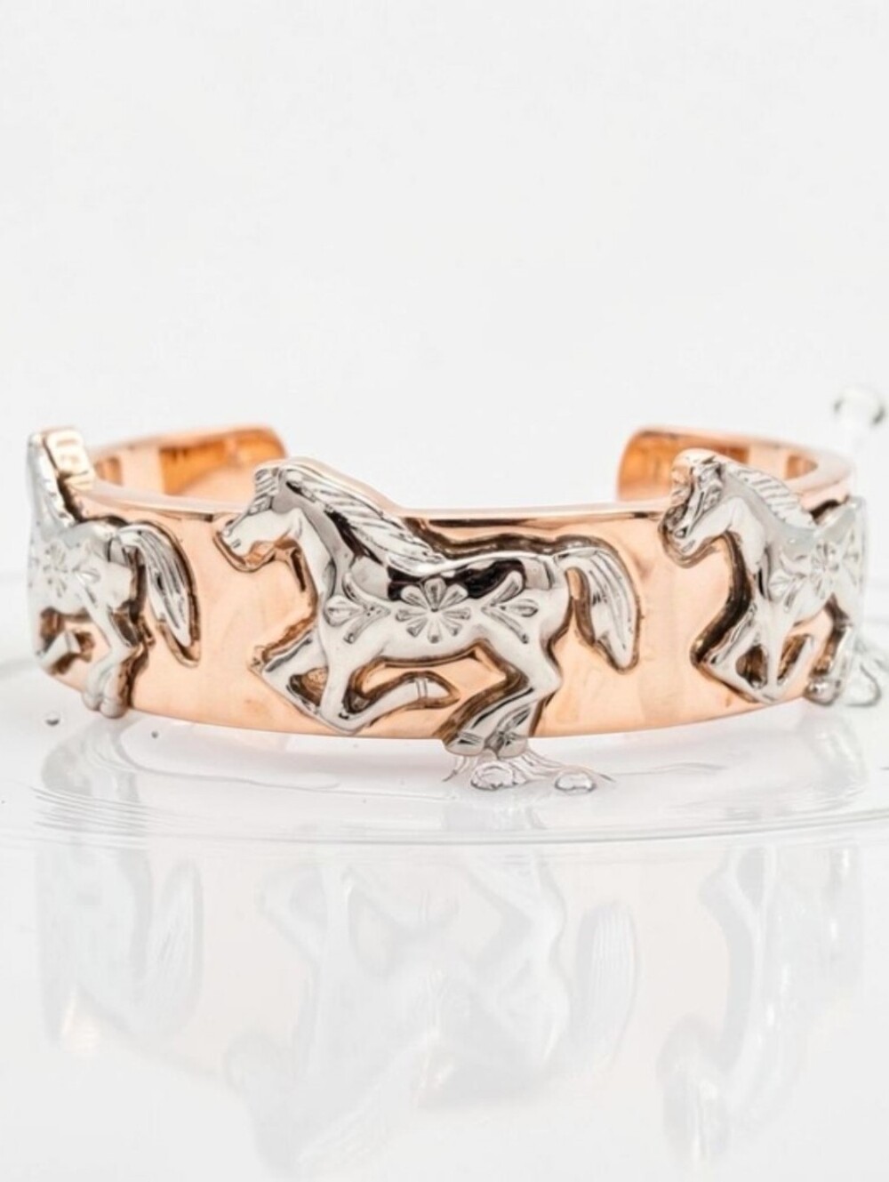 🐎▪️ Piper K▪️ Stunning  Silver Horse Hinged Gold and Gold Tone Bracelet